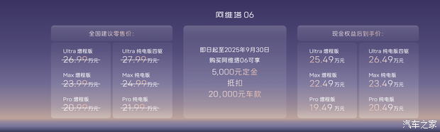 2025成都车展:限时19.49万起 增程搭载45度电池 新款阿维塔06上市